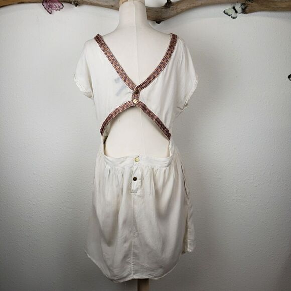 MNG mango boho embroidered mini dress open back - Picture 3 of 8